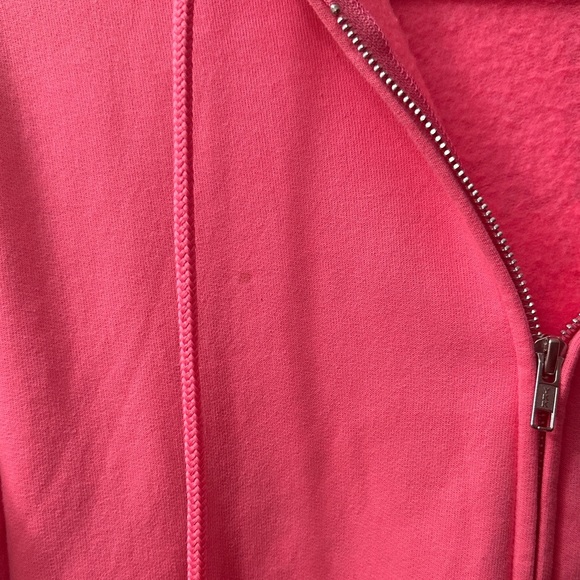PORT AND COMPANY Pink Full-Zip Hoodie with Green Logo SIZE SMALL Bright Hair Alt - Picture 3 of 5